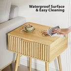 Karl Home Comodino da 48 cm con venature del rovere, truciolato e MDF, melamina e termoformatura, 1 cassetto, gambe alte