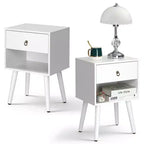 Karl Home 15 Inches Wide Nightstand - 1 Drawer, Lower Shelf - set of 2