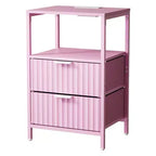 Comodino Karl Home largo 38 cm - 2 cassetti, 1 ripiano, presa di corrente USA - set da 2
