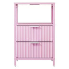 Comodino Karl Home largo 38 cm - 2 cassetti, 1 ripiano, presa di corrente USA - set da 2