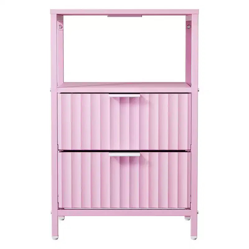Karl Home 15 Inches Wide Nightstand - 2 Drawers, 1 Shelf, US Power Outlet - set of 2