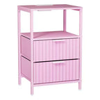 Comodino Karl Home largo 38 cm - 2 cassetti, 1 ripiano, presa di corrente USA - set da 2