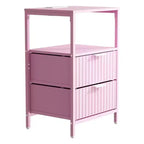 Comodino Karl Home largo 38 cm - 2 cassetti, 1 ripiano, presa di corrente USA - set da 2