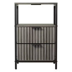 Karl Home 15 Inches Wide Nightstand - 2 Drawers, 1 Shelf, US Power Outlet