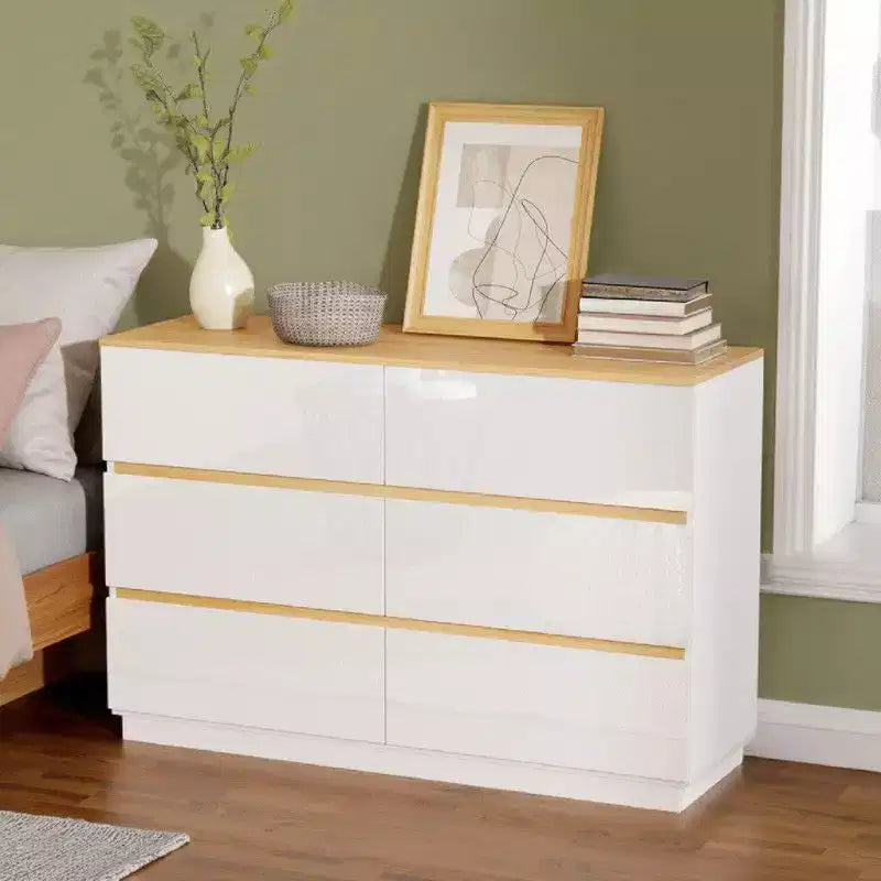 Karl Home 47 Inch Two Row Six Drawer Contrast Color Dresser