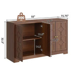 55 Buffet Cabinet with Storage, 4-Door Wood Sideboard with Adjustable Shelves, Farmhouse Coffee Bar Cabinet for Kitchen, Living Room, Entryway