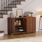 55 Buffet Cabinet with Storage, 4-Door Wood Sideboard with Adjustable Shelves, Farmhouse Coffee Bar Cabinet for Kitchen, Living Room, Entryway