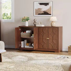 55 Buffet Cabinet with Storage, 4-Door Wood Sideboard with Adjustable Shelves, Farmhouse Coffee Bar Cabinet for Kitchen, Living Room, Entryway