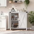Farmhouse Storage Cabinet with 2 Barn Doors & Adjustable Shelf, Modern Sideboard Buffet Accent Accent Console Table for Living Room Kitchen Hallway