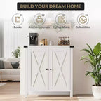 Farmhouse Storage Cabinet with 2 Barn Doors & Adjustable Shelf, Modern Sideboard Buffet Accent Accent Console Table for Living Room Kitchen Hallway