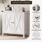 Farmhouse Storage Cabinet with 2 Barn Doors & Adjustable Shelf, Modern Sideboard Buffet Accent Accent Console Table for Living Room Kitchen Hallway