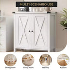 Farmhouse Storage Cabinet with 2 Barn Doors & Adjustable Shelf, Modern Sideboard Buffet Accent Accent Console Table for Living Room Kitchen Hallway