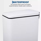 Slim Stainless Steel Kitchen Trash Can, Step-On Pedal with Soft Close Lid - Removable Inner Bucket - Narrow Rectangular Waste Bin - Home, Office