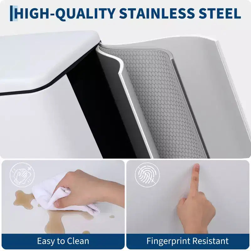 Slim Stainless Steel Kitchen Trash Can, Step-On Pedal with Soft Close Lid - Removable Inner Bucket - Narrow Rectangular Waste Bin - Home, Office