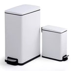 Slim Stainless Steel Kitchen Trash Can, Step-On Pedal with Soft Close Lid - Removable Inner Bucket - Narrow Rectangular Waste Bin - Home, Office