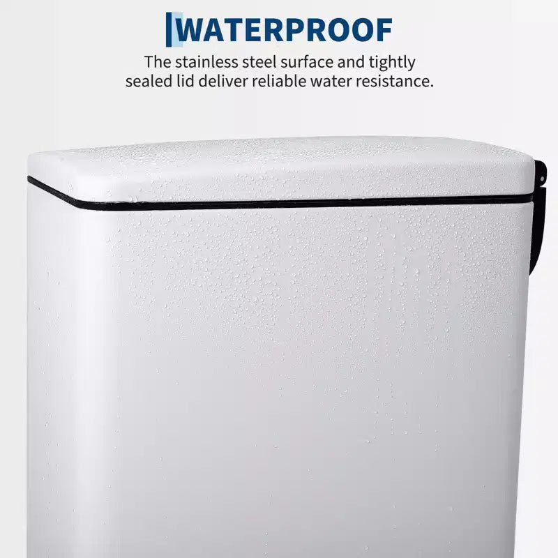 Slim Stainless Steel Kitchen Trash Can, Step-On Pedal with Soft Close Lid - Removable Inner Bucket - Narrow Rectangular Waste Bin - Home, Office