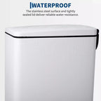 Slim Stainless Steel Kitchen Trash Can, Step-On Pedal with Soft Close Lid - Removable Inner Bucket - Narrow Rectangular Waste Bin - Home, Office