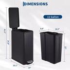 Slim Stainless Steel Kitchen Trash Can, Step-On Pedal with Soft Close Lid - Removable Inner Bucket - Narrow Rectangular Waste Bin - Home, Office
