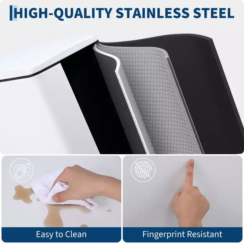 Slim Stainless Steel Kitchen Trash Can, Step-On Pedal with Soft Close Lid - Removable Inner Bucket - Narrow Rectangular Waste Bin - Home, Office