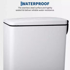 Slim Stainless Steel Kitchen Trash Can, Step-On Pedal with Soft Close Lid - Removable Inner Bucket - Narrow Rectangular Waste Bin - Home, Office