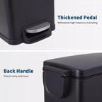 Slim Stainless Steel Kitchen Trash Can, Step-On Pedal with Soft Close Lid - Removable Inner Bucket - Narrow Rectangular Waste Bin - Home, Office