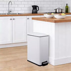 Slim Stainless Steel Kitchen Trash Can, Step-On Pedal with Soft Close Lid - Removable Inner Bucket - Narrow Rectangular Waste Bin - Home, Office