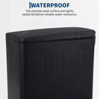 Slim Stainless Steel Kitchen Trash Can, Step-On Pedal with Soft Close Lid - Removable Inner Bucket - Narrow Rectangular Waste Bin - Home, Office
