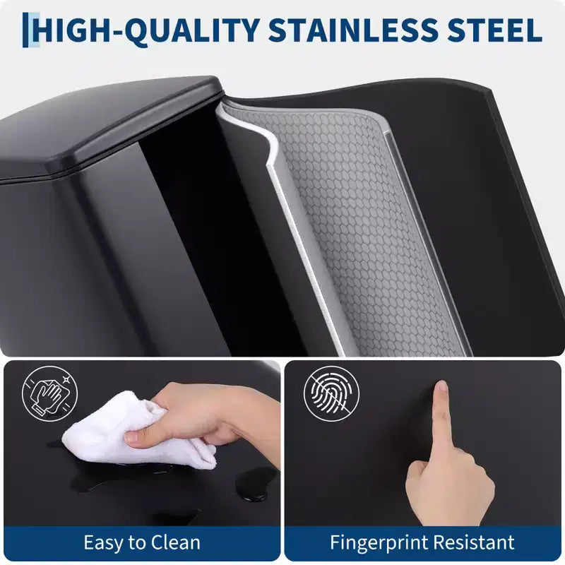 Slim Stainless Steel Kitchen Trash Can, Step-On Pedal with Soft Close Lid - Removable Inner Bucket - Narrow Rectangular Waste Bin - Home, Office