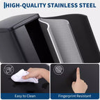 Slim Stainless Steel Kitchen Trash Can, Step-On Pedal with Soft Close Lid - Removable Inner Bucket - Narrow Rectangular Waste Bin - Home, Office