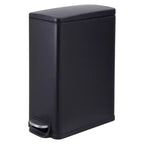 Slim Stainless Steel Kitchen Trash Can, Step-On Pedal with Soft Close Lid - Removable Inner Bucket - Narrow Rectangular Waste Bin - Home, Office