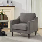 Mid-Century Linen Accent Reading Chair for Living Room/Bedroom, Comfy Single Armchair for Small Spaces