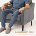 Mid-Century Linen Accent Reading Chair for Living Room/Bedroom, Comfy Single Armchair for Small Spaces