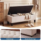 51 Extra Large Storage Ottoman Bench, 660lbs Heavy Duty End of Bed Chest w/ Tufted Upholstery & Safety Hinge for Bedroom, Entryway & Living Room