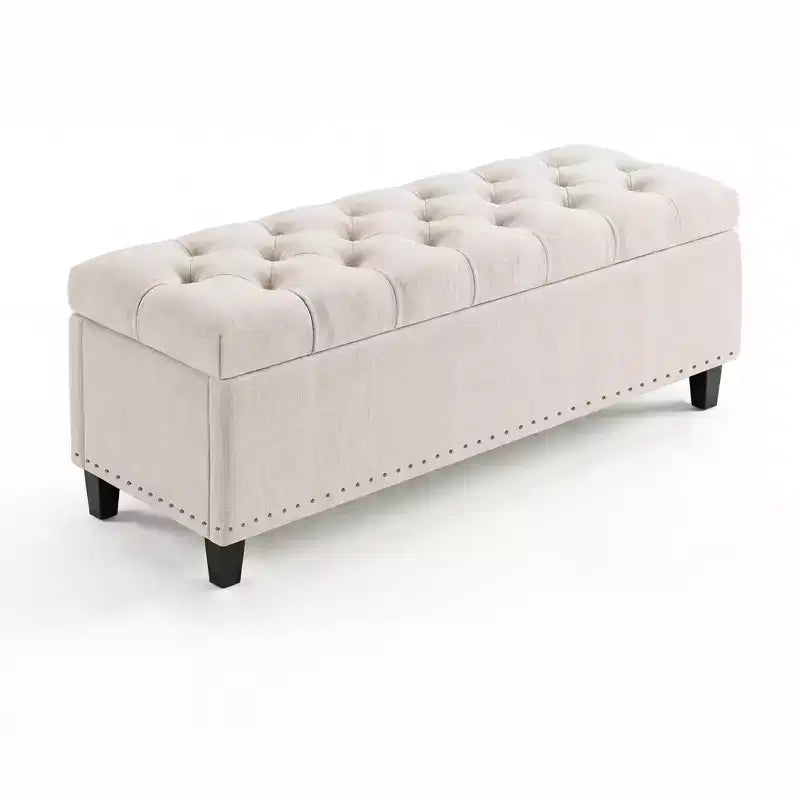 51 Extra Large Storage Ottoman Bench, 660lbs Heavy Duty End of Bed Chest w/ Tufted Upholstery & Safety Hinge for Bedroom, Entryway & Living Room