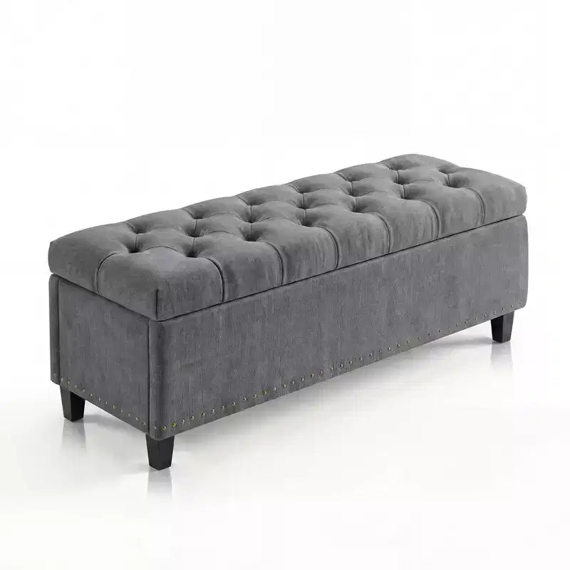 51 Extra Large Storage Ottoman Bench, 660lbs Heavy Duty End of Bed Chest w/ Tufted Upholstery & Safety Hinge for Bedroom, Entryway & Living Room