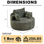 FurnitureR Round Lounge Chair, Corduroy Upholstered Accent Chair with Deep Seat, Modern Comfy Single Sofa for Living Room Bedroom Apartment