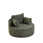 FurnitureR Round Lounge Chair, Corduroy Upholstered Accent Chair with Deep Seat, Modern Comfy Single Sofa for Living Room Bedroom Apartment