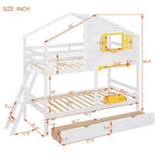 Luxystar Twin over Twin House Bunk Bed with 2 Drawers, Storage Shelves and Window