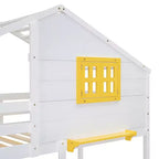 Luxystar Twin over Twin House Bunk Bed with 2 Drawers, Storage Shelves and Window