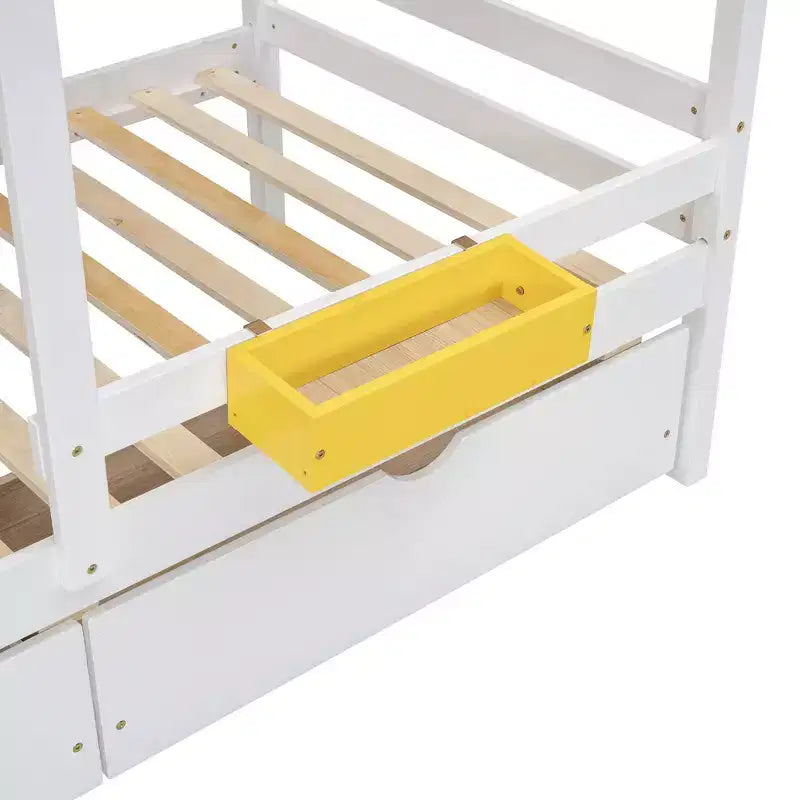 Luxystar Twin over Twin House Bunk Bed with 2 Drawers, Storage Shelves and Window
