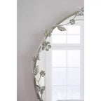 Kate and Laurel Rosella, Specchio da parete floreale in metallo, argento, 26x26