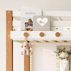 GDFStudio Letto a soppalco moderno Landy con gancio appendiabiti, mensole e spazio sottostante