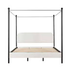 Christopher Knight Home Roman Modern Iron and Wood Boucle Upholstered Canopy Bed Frame with Curved Headboard