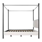 Christopher Knight Home Roman Modern Iron and Wood Boucle Upholstered Canopy Bed Frame with Curved Headboard
