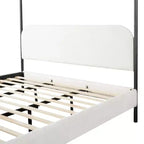 Christopher Knight Home Roman Modern Iron and Wood Boucle Upholstered Canopy Bed Frame with Curved Headboard