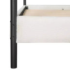 Christopher Knight Home Roman Modern Iron and Wood Boucle Upholstered Canopy Bed Frame with Curved Headboard