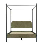 Christopher Knight Home Roman Modern Iron and Wood Boucle Upholstered Canopy Bed Frame with Curved Headboard