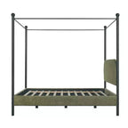 Christopher Knight Home Roman Modern Iron and Wood Boucle Upholstered Canopy Bed Frame with Curved Headboard