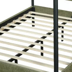 Christopher Knight Home Roman Modern Iron and Wood Boucle Upholstered Canopy Bed Frame with Curved Headboard