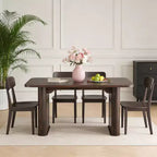 Spacious 62 Modern Dining Table for 6-8  Rectangular Black Walnut Tabletop  Sturdy Pedestal Legs  Ideal for Kitchen, Dining Room, or Conference